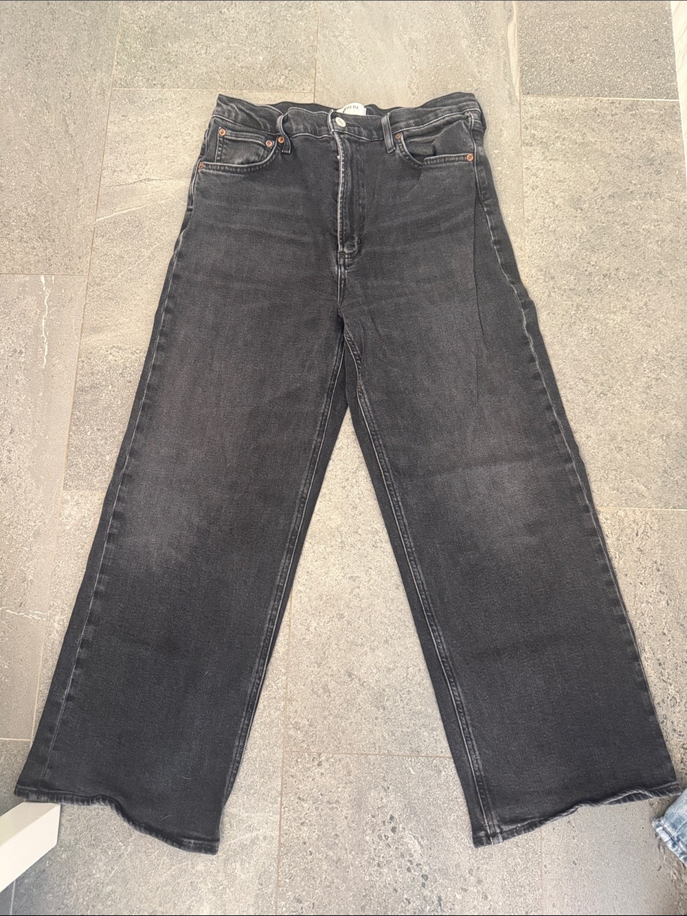 Agolde High-Rise Wide Straight Leg Black Jeans
